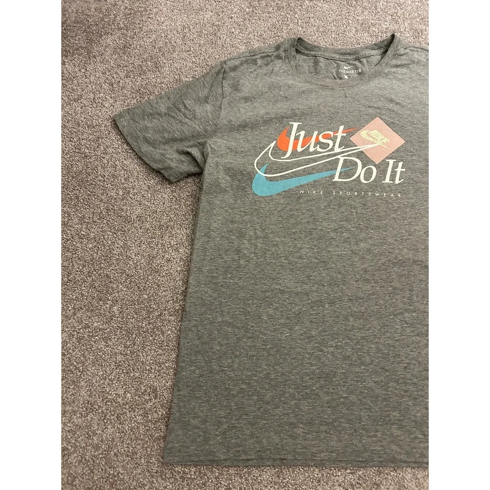 Nike T-Shirt Mens Large Gray Excellent Just Do It Graphic Short Sleeve Tee